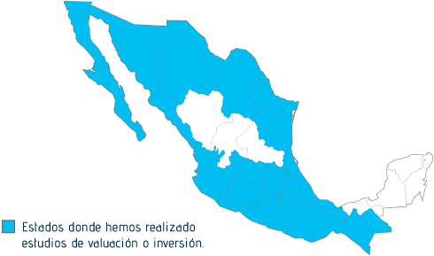 Estados donde hemos realizado estudios de valuación o inversión.